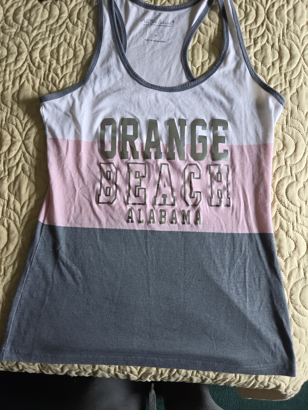 Women's White Tank with Gray Trim - XL